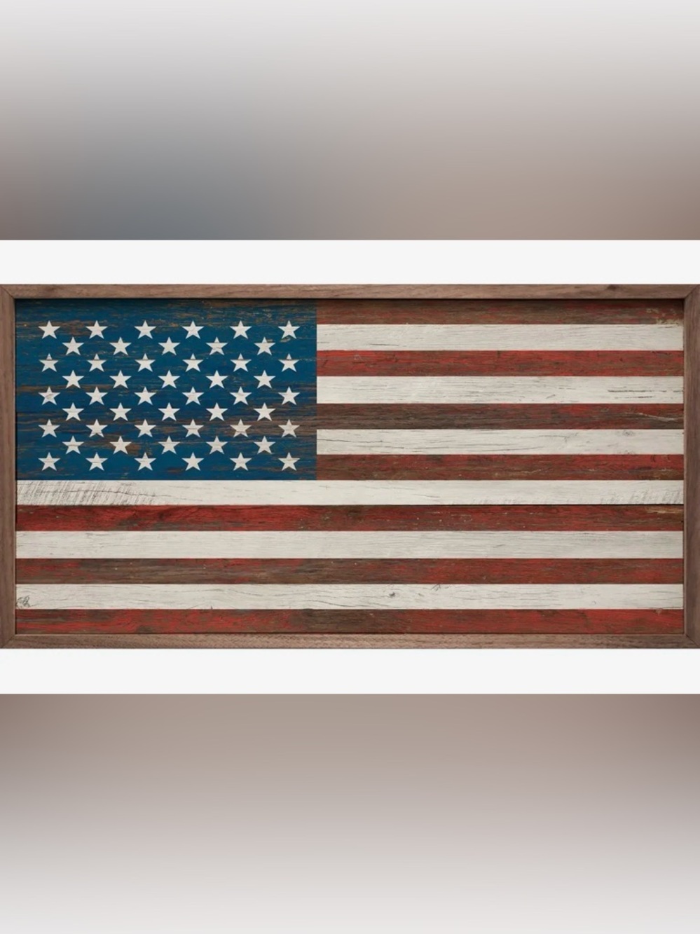 American Flag Picture with Wood Frame 8”x16”